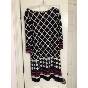 Jessica Howard Size L Women's Dress Geometric Design 3/4 Sleeves